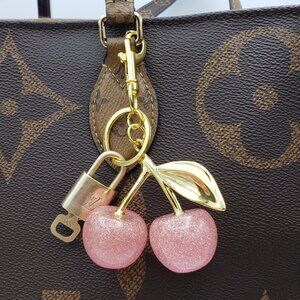 Authentic Louis Vuitton Lock & Key with Unbranded Apple Charm, Keychain